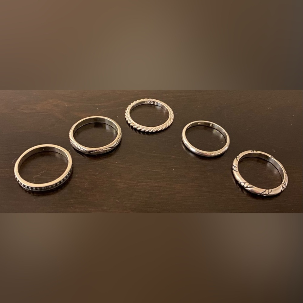 925 Sterling Silver Stackable Ring Set | Size 7–7.25 Bands | Minimalist Jewelry - Picture 2 of 9